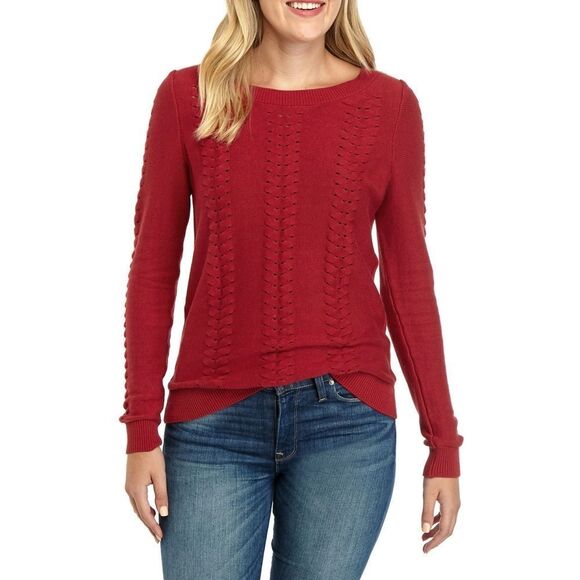 New! MICHAEL KORS Women's Cable-Knit Red 100% Cotton Sweater Size Small - Picture 1 of 6
